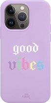 iPhone 13 Pro - Good Vibes Purple - iPhone Rainbow Quotes Case