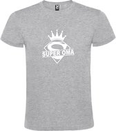 Grijs  T shirt met  print van "Super Oma " print Wit size XS