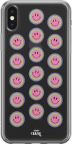xoxo Wildhearts case voor iPhone XS Max - Smiley Double Pink - xoxo Wildhearts Transparant Case