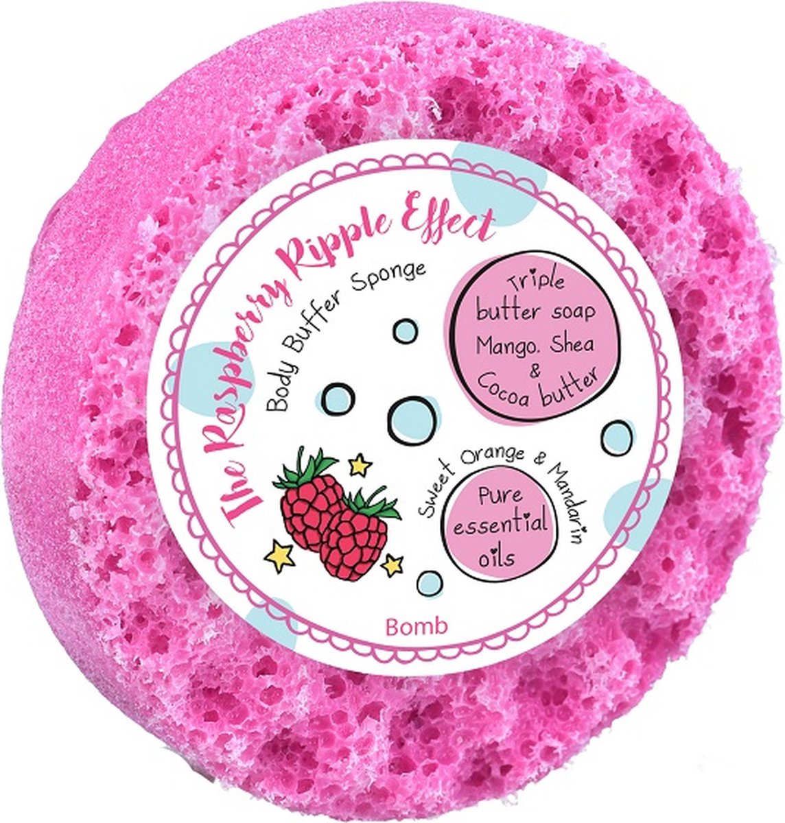 Bomb Cosmetics - The Raspberry Ripple Effect - Body Buffer - Shower Sponge - 190gr.