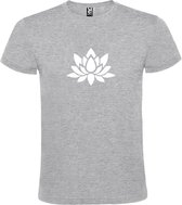 Grijs  T shirt met  print van "Lotusbloem " print Wit size S