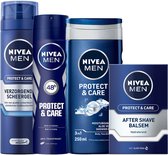 Nivea Men Protect & Care Pakket 4-delig - Nivea Protect & Care scheergel + deodorant + 3in1 douchegel + aftershave