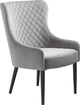 24Designs Dylana Velvet Fauteuil - Grijs Fluweel - Zwart Metalen Poten