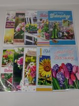 10 Beterschap Wenskaarten -Met bloemenmotief   - Dubbele kaarten met enveloppen - 16x11cm