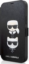 iPhone 12 Pro Max Bookcase hoesje - Karl Lagerfeld - Effen Zwart - Kunstleer