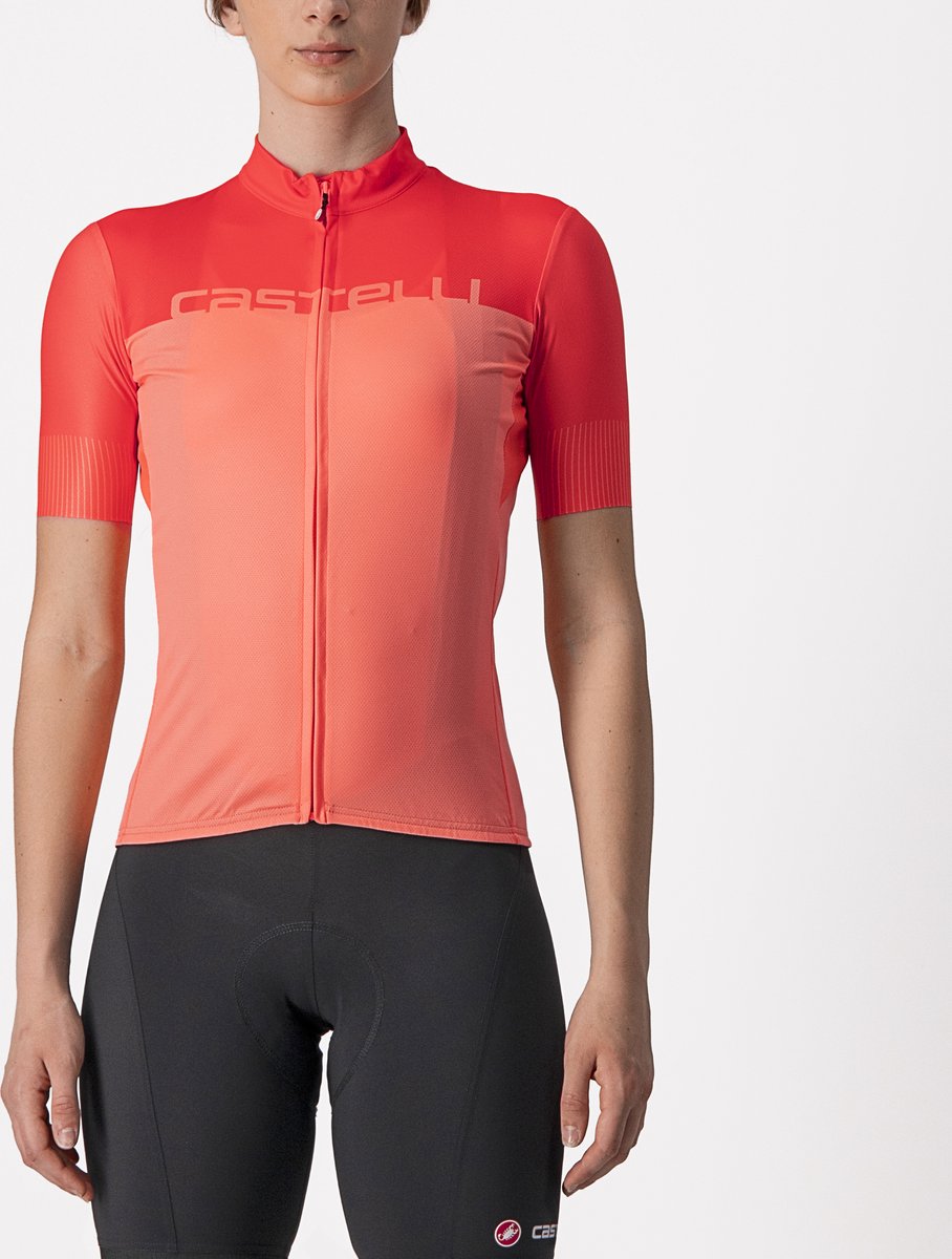 Castelli Fietsshirt Korte Mouwen Dames Coral Roze - VELOCISSIMA JERSEY CORAL FLASH BRILLIANT PINK-L