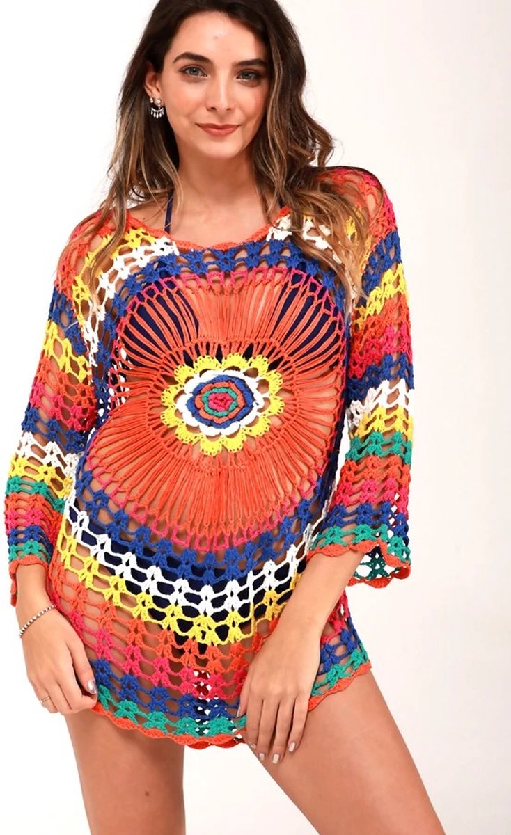 Gehaakt strand jurkje - Bikini cover up - Gypsy - Beach - Boho - Sexy strand jurkje - Zomer trui - Lounge - Ibiza — afbeelding 9