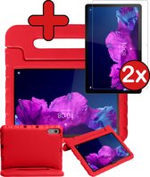 Kinderhoes Geschikt voor Lenovo Tab P11 Hoes Kinder Hoesje Kids Case Cover Kidsproof Met 2x Screenprotector - Hoesje Geschikt voor Lenovo Tab P11 Hoesje Kinder Hoes - Rood