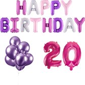 20 jaar Verjaardag Versiering Ballon Pakket Pastel & Roze
