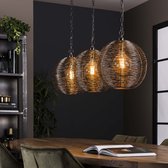 LifestyleFurn Hanglamp 'Yuno' Zwart Nikkel, 3-lamps