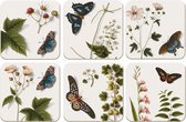 Bekking & Blitz - Onderzetters - 6 stuks - Kunst - Botanische kunst - Collage - Bloemen - Vlinders - The Fitzwilliam Museum Cambridge