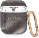 Guess TPU Shiny Marble Case voor Apple Airpods 1 & 2 - Zwart