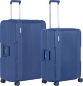 Bol.com CarryOn Protector Luxe Kofferset met kliksloten - TSA Trolleyset Middenmaat 67Ltr + 105 Ltr Grote koffer - Blauw aanbieding