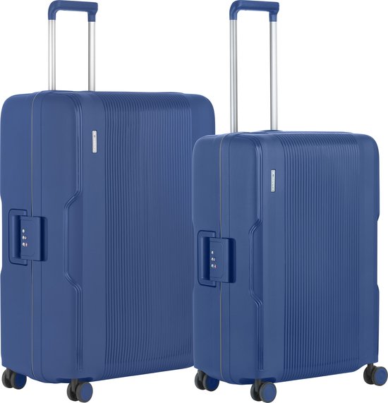 CarryOn Protector Luxe Kofferset met kliksloten - TSA Trolleyset Middenmaat 67Ltr + 105 Ltr Grote koffer - Blauw