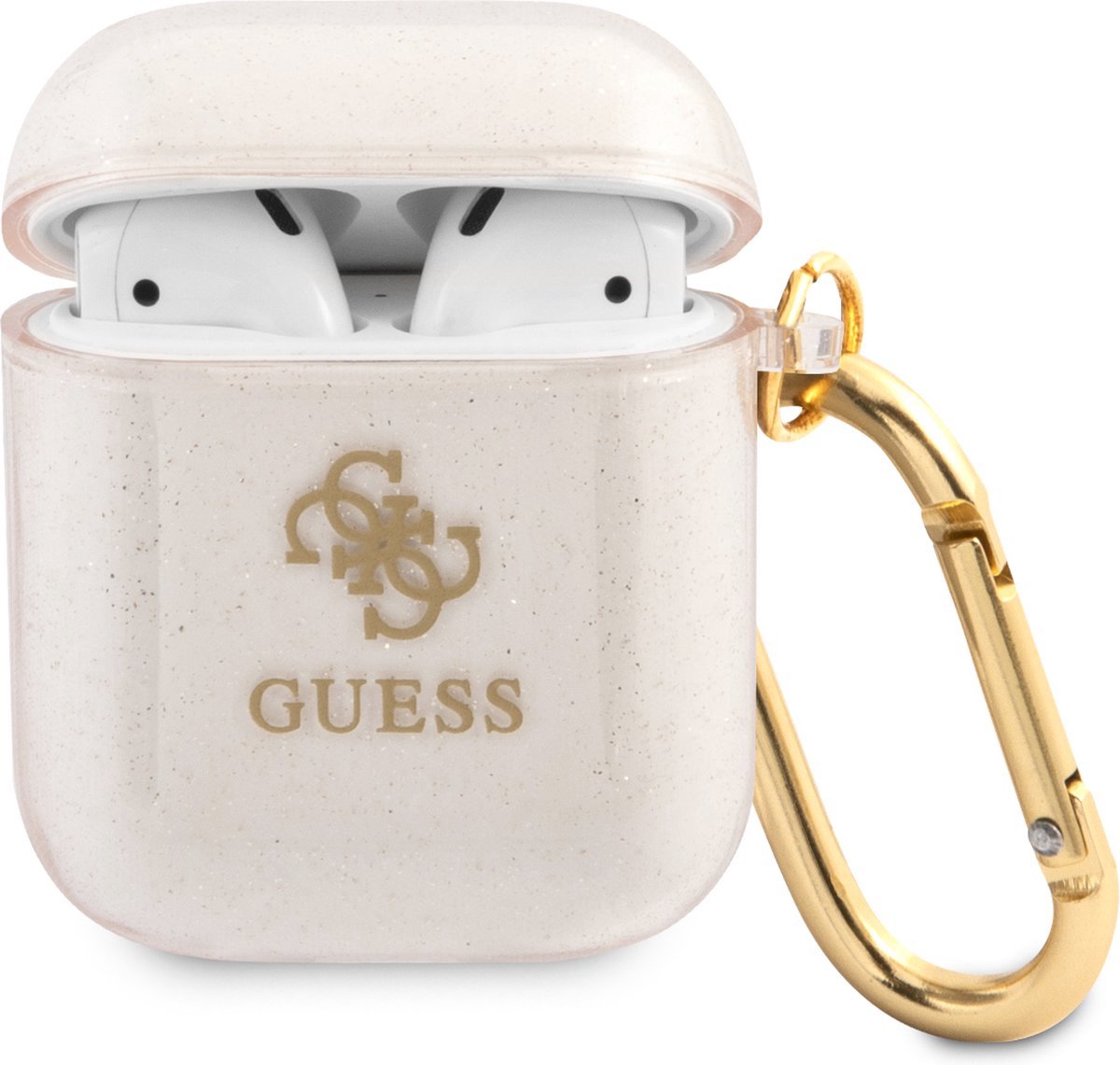 Guess 4G TPU Glitter Case voor Apple Airpods 1 & 2 - Goud