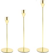 Pico NL® Kandelaar Set 3 Stuks - Kaarshouder - Kaarsenstandaard Metaal - Goud