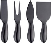 Kaasset | Zwart | 4 delige kaasset | Kaas mesjes en vork | Kaas accessoires | Keukenbenodigdheden | Keuken accessoires | Cadeau voor kaasliefhebbers | Kaas giftset | Kaasmessen | T
