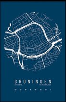 Walljar - Stadskaart Groningen Centrum IV - Muurdecoratie - Poster met lijst