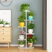 Cindaim - Create Standing Flower Shelf - Wit Plant Plank Metalen Bloementrap - 6 Podia Bloem Tagers - Bloemenrek -  (6-Tier 7 POTS)