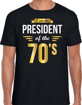 President of 70s feest t-shirt zwart voor heren - party shirt seventies - Cadeau voor een jaren 70 liefhebber M