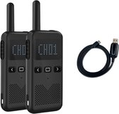 Walkietalkie - Tot 8 km bereik - Noodradio - Noodpakket Denk Vooruit - Portofoon - M2  Zwart - 8W - 4000MAH - 2 Stuks - Incl. Oplaadkabel