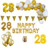 28 jaar Verjaardag Versiering Pakket Goud XL