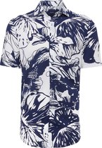 BOMBAY | Overhemd met bladerendessin in navy