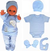 Blue eyes-Pasgeboren baby zomerkleding-100% natuurlijk katoen-jacquard eerste uitrusting-cadeauset-eerste uitrusting cadeauset-kledingset met 6-delig-voor baby's-0-4 maanden-Blauw