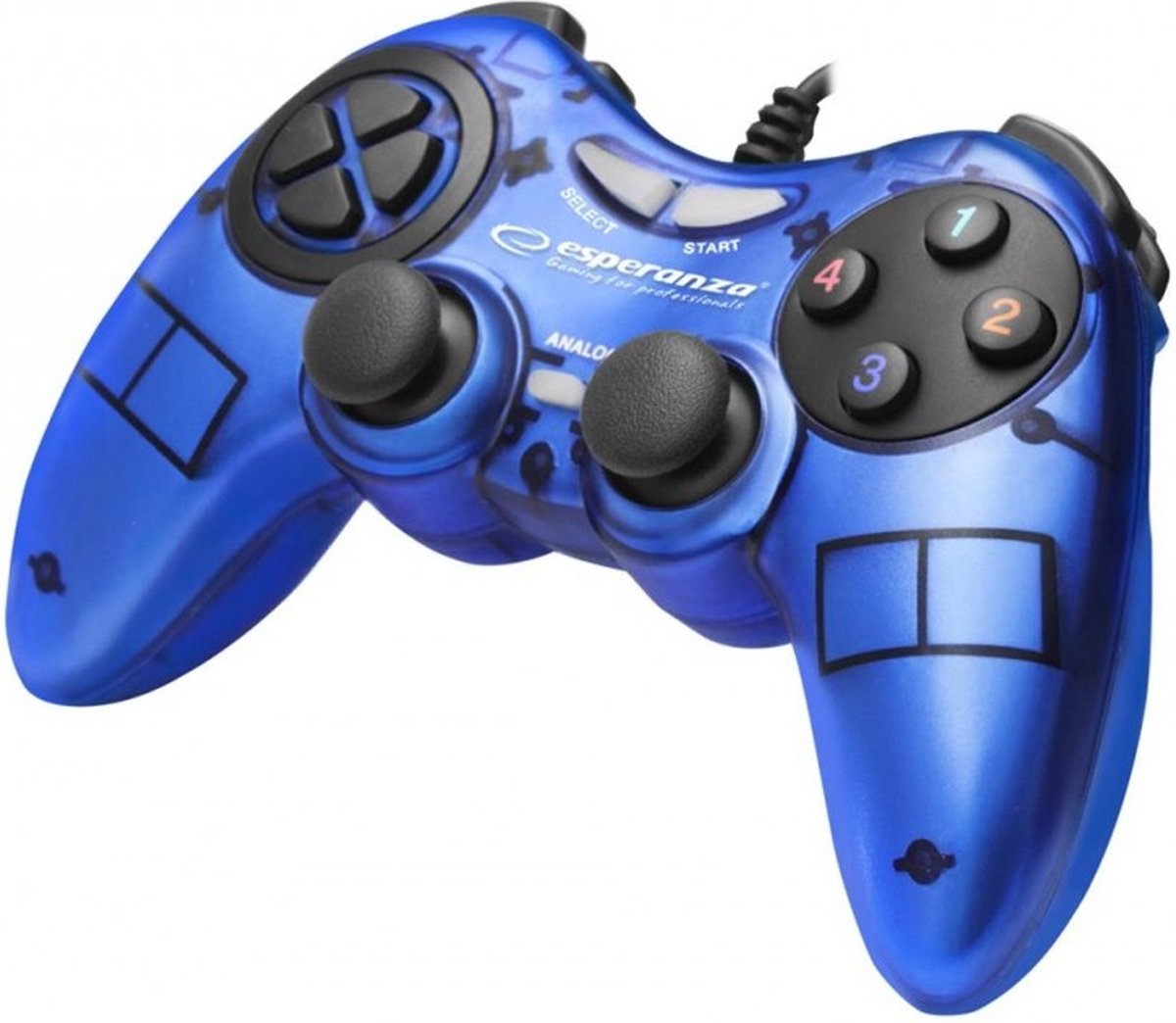 Esperanza Fighter controller Bedrade Vibratie Gamepad voor PC blauw EGG105B