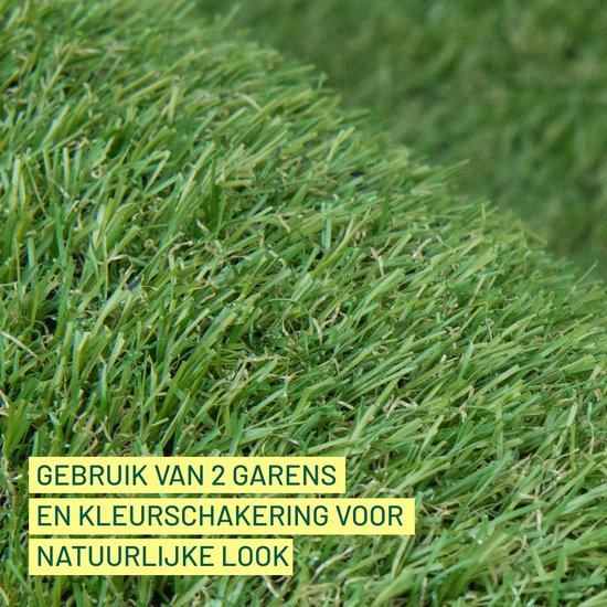 GREEN TURTLE Kunstgras 30 mm - 200 x 400 cm (8 m²) - voor balkon, terras of tuin Outdoor - natuurlijke look - hoge dichtheid met 20.000 draden/m² - UV- bestendig - met drainage - huisdiervriendelijk