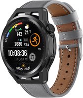Leer Smartwatch bandje - Geschikt voor Strap-it Huawei GT Runner bandje leer - grijs - Huawei Watch GT Runner - 22mm - Strap-it Horlogeband / Polsband / Armband