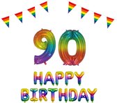 90 jaar Verjaardag Versiering Pakket Regenboog