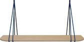 Leren split-plankdragers - Handles and more® - 100% leer - BLAUW - set van 2 / excl. plank (leren plankdragers - plankdragers banden - leren plank banden)