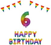 6 jaar Verjaardag Versiering Pakket Regenboog