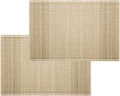 Set van 12x stuks placemats beige bamboe 45 x 30 cm - Tafel onderleggers