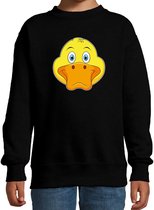 Cartoon eend trui zwart voor jongens en meisjes - Kinderkleding / dieren sweaters kinderen 170/176