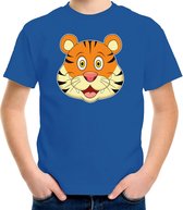 Cartoon tijger t-shirt blauw voor jongens en meisjes - Kinderkleding / dieren t-shirts kinderen 158/164