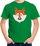 Cartoon vos t-shirt groen voor jongens en meisjes - Kinderkleding / dieren t-shirts kinderen 134/140