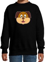Cartoon hond trui zwart voor jongens en meisjes - Kinderkleding / dieren sweaters kinderen 152/164