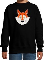 Cartoon vos trui zwart voor jongens en meisjes - Kinderkleding / dieren sweaters kinderen 152/164