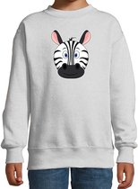 Cartoon zebra trui grijs voor jongens en meisjes - Kinderkleding / dieren sweaters kinderen 110/116