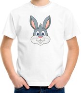 Cartoon konijn t-shirt wit voor jongens en meisjes - Kinderkleding / dieren t-shirts kinderen 146/152