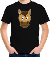 Cartoon paard t-shirt zwart voor jongens en meisjes - Kinderkleding / dieren t-shirts kinderen 110/116