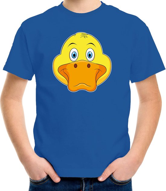 Cartoon eend t-shirt blauw voor jongens en meisjes - Kinderkleding / dieren t-shirts kinderen 134/140