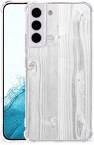 Telefoonhoesje Geschikt voor Samsung Galaxy S22 Smartphone hoesje met transparante rand Wit Hout