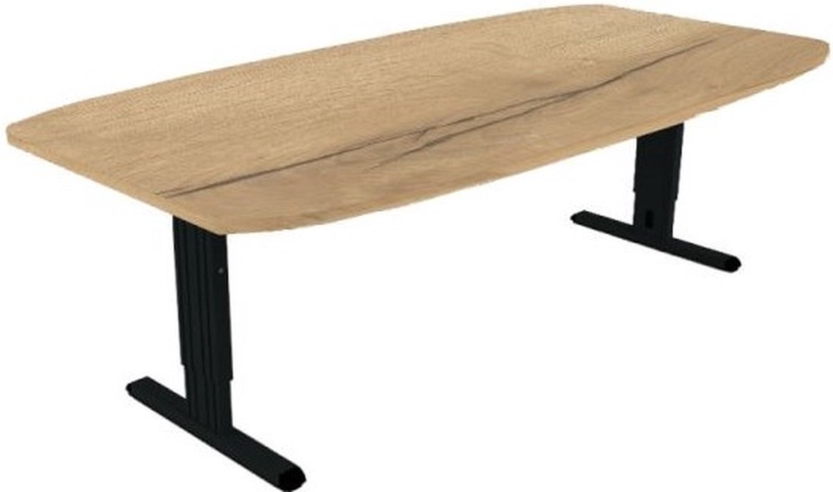 Offeco Bureau Bolton plus - Bureau - Bureautafel - Vergadertafel - Gaming bureau - Game bureau - Computertafel - Desk - Bureau Zwart - Verstelbaar bureau - Gaming Desk - Bureau tafel - Bureau verstelbaar –  Natuur eiken -240x120cm