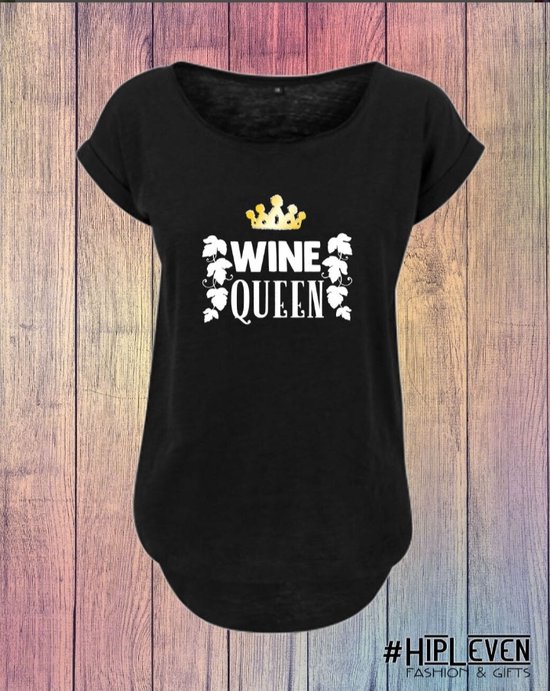 Shirt met lange rug "Wine Queen" zwart / L (40)