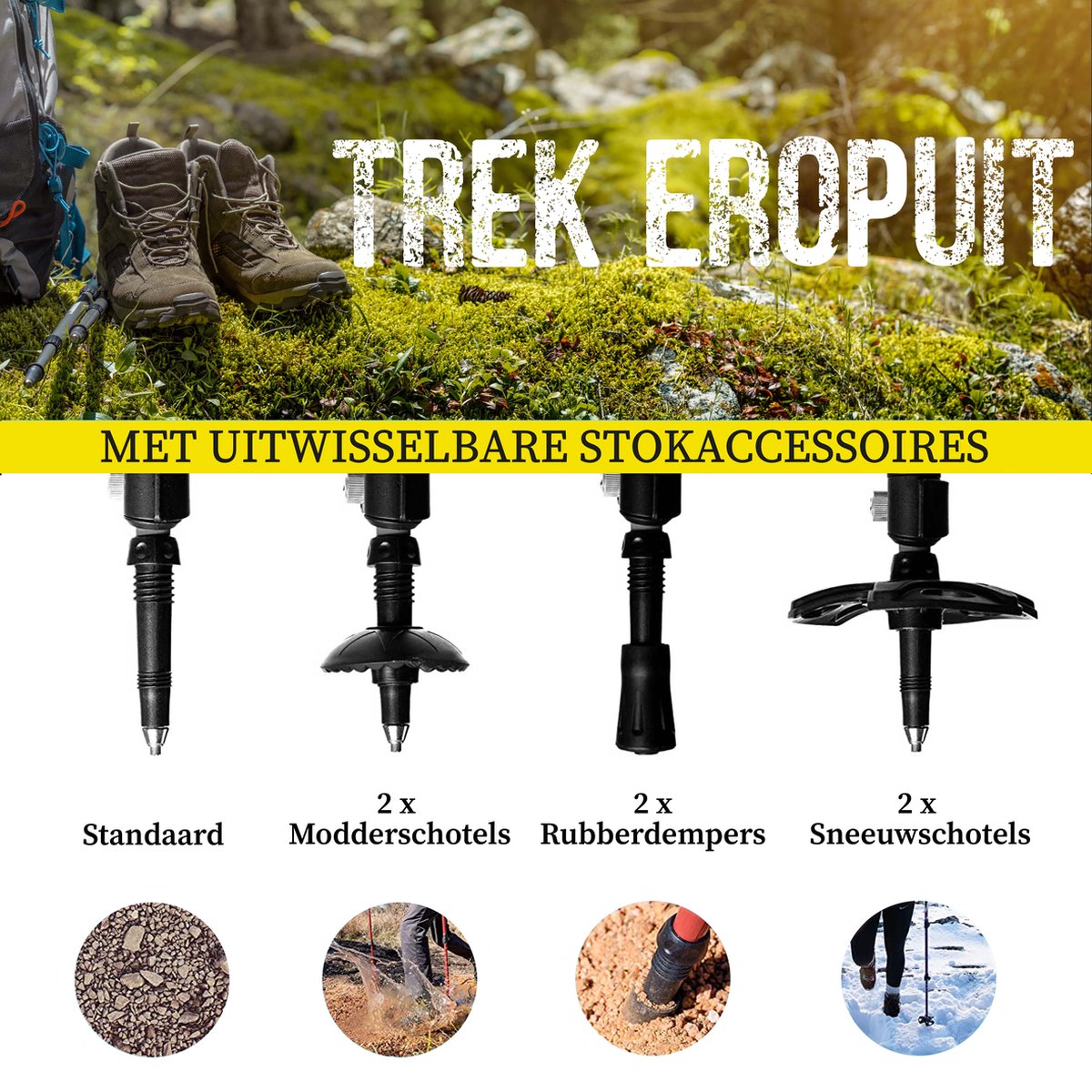 XXL wandelstok beukenhout zwart | 113 cm lang | Gastrock