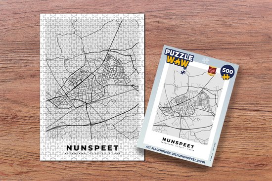 Puzzel Stadskaart - Nunspeet - Kaart - Plattegrond - Legpuzzel - Puzzel