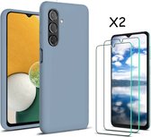 Hoesje Geschikt Voor Samsung Galaxy A13 5G / A04s hoesje silicone soft back cover - met Screenprotector 2 PACK – Licht Blauw
